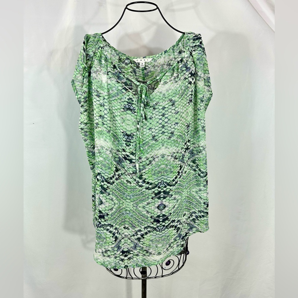 cabi sheer printed blouse size M